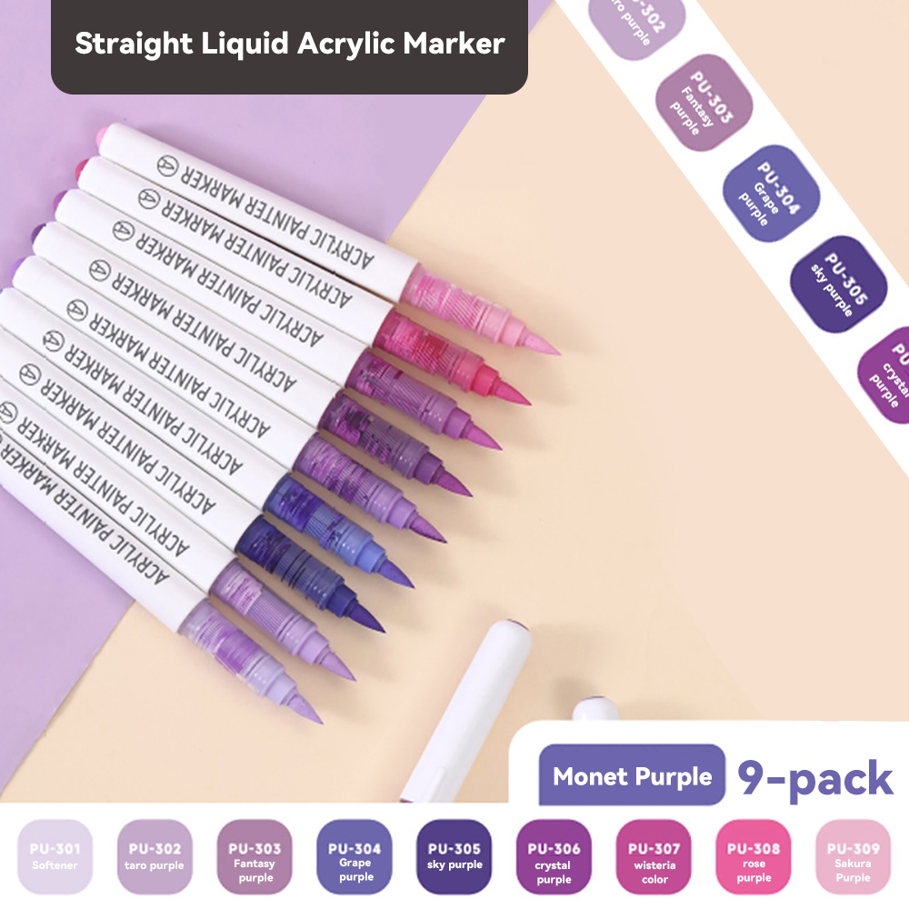 9 stk/eske blandede farger akryltusjer sett kunst stein malingspenner låve graffiti til stein glass bok sko gjør-det-selv håndverksutstyr: Blå