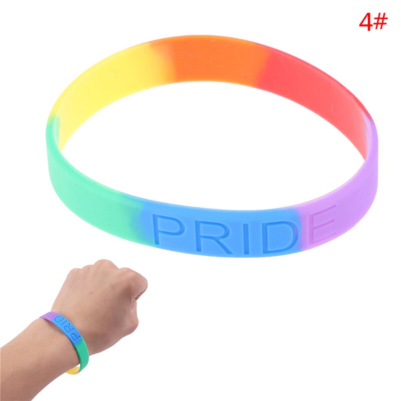 10 soorten unisex lgbt regenboog letters sport polsbandje gay lesbische pride siliconen rubber polsbandje armband feest parade: D