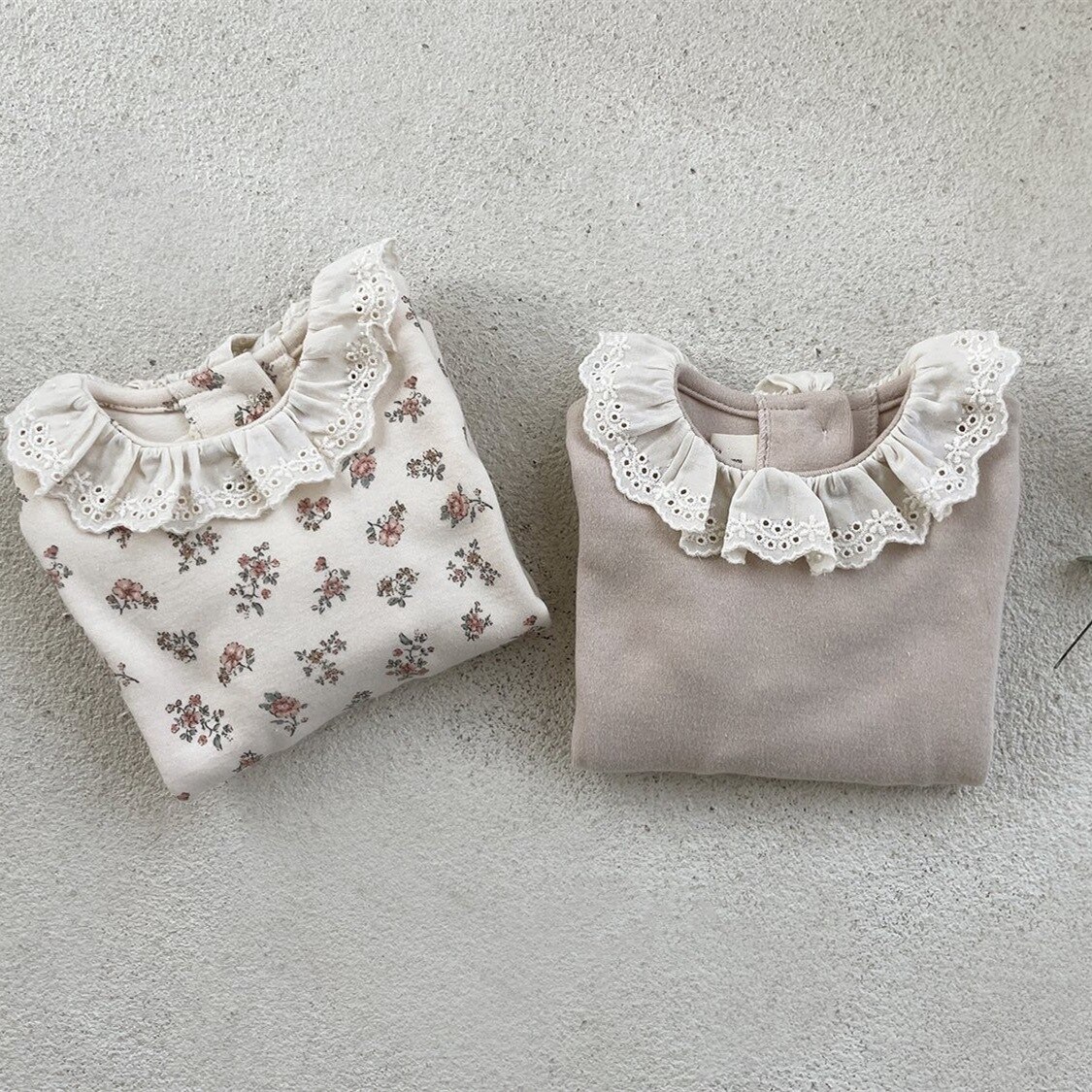 2022 Lente Herfst Baby Meisje Lange Mouw T-shirt Ruches Kanten Kraag Meisjes Blouse Baby Bloemen Dieptepunt Shirts Katoen tops