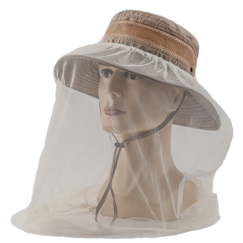 CAMOLAND-Sombrero de malla antimosquitos para hombre y mujer, sombrero de red con protección UV para el Sol, para exteriores, pesca, senderismo: Khaki