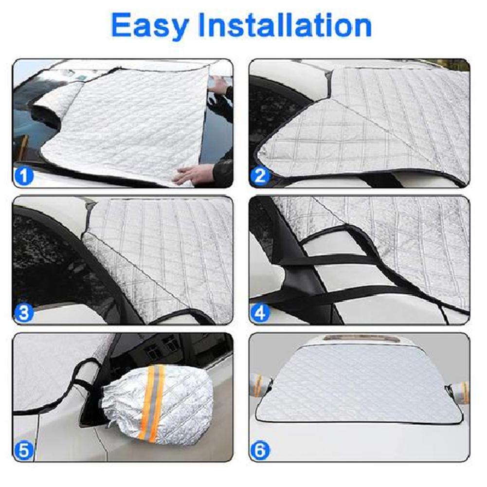 Car Windscreen Cover Anti Snow Frost Ice Windshield Dust Protector Heat Sun Shade Ice Large Snow Dust Protector&reflective Strip