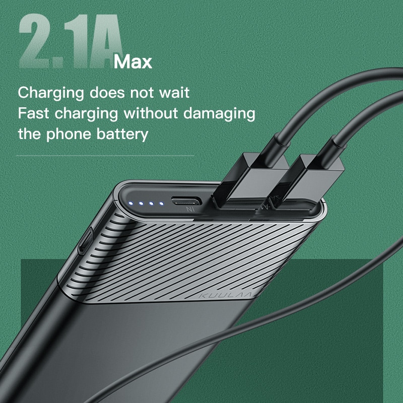 KUULAA PowerBank 10000mAh QC PD 3.0 batterie d'alimentation chargeur portable de charge rapide pour xiaomi mi 9 8 iPhone 11 X batterie à cliquet