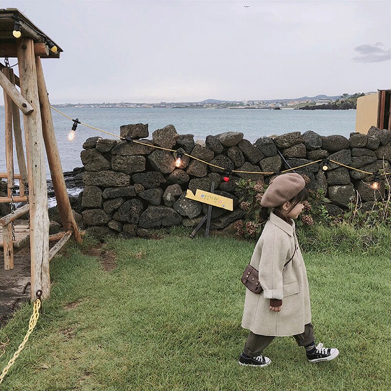 Giacca da cappotto per bambini per bambina 2022 grigio caldo addensare più velluto bottoni autunnali invernali abbigliamento per bambini in lana di agnello