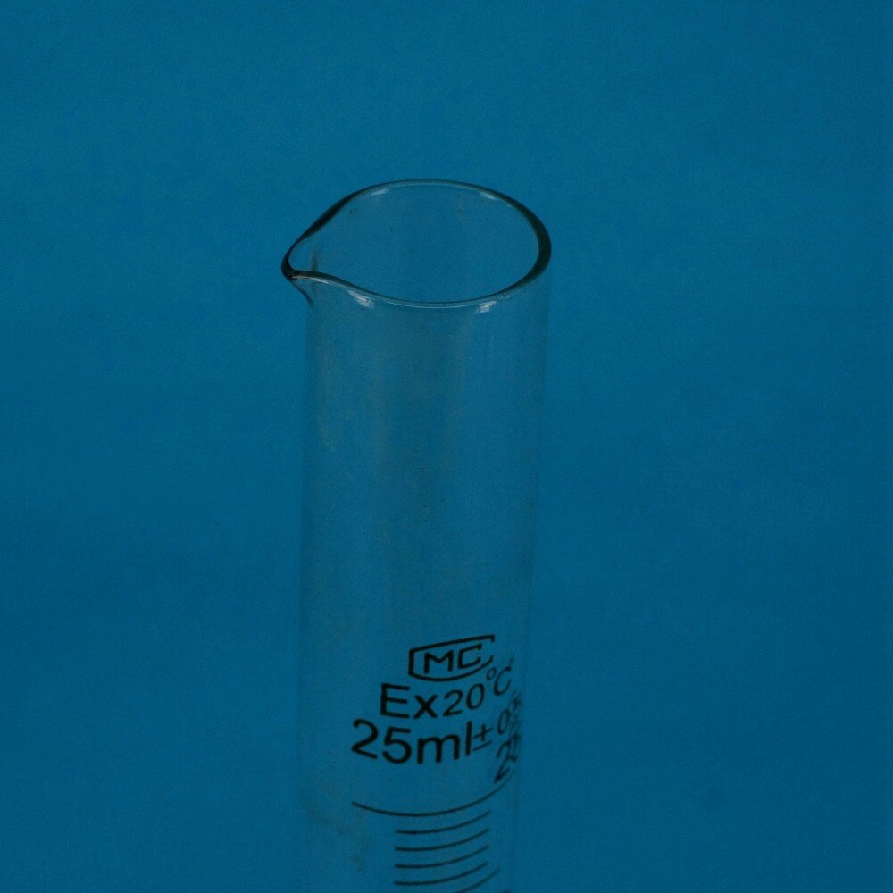 25ml Lab Glass Graduated Measuring Cylinder 110mm Height With Spout Glassware