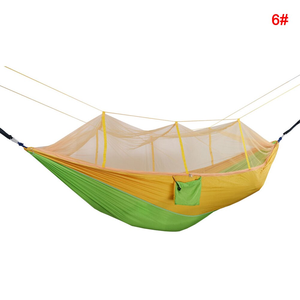 Portable Double Swing Hammock Nylon Bed with Mosquito Net for CampingHiking ED889: Yellow