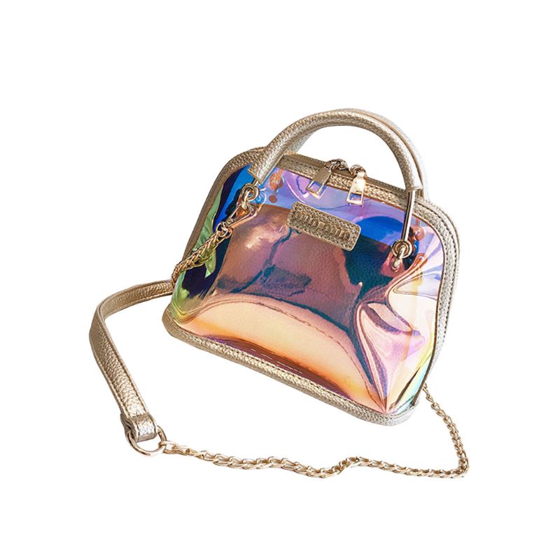 Vrouwen Holografische Transparante Kleine Handtas Satchel Messenger PVC Crossbody Schoudertas Purse