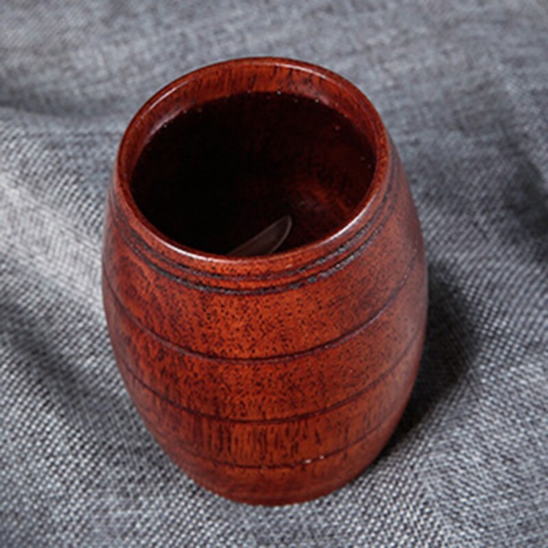 Handmade Wood Cup Wine Barrel Shape Wooden Cup Natural Solid Wood Wooden Tea Cup Wine Mug.