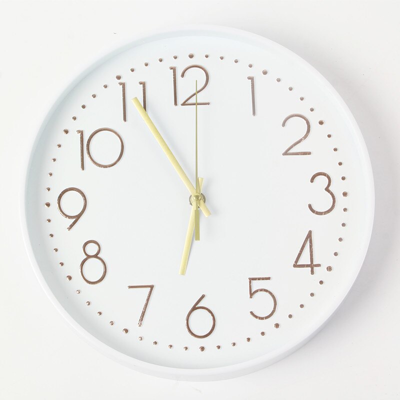 Wall Clock European Style Large with Numbers Mute Wall Clock Pastoral Style Wall Clock Sweep Circle Clo: 3002 White Plate Gold Letter