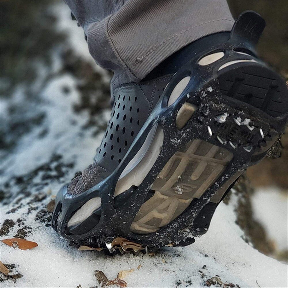 40# 24 Teeth Steel Ice Gripper Spike Shoes Non Slip Crampon Climbing Snow Spikes Crampons Cleats Grips Boots Cover Ice Gripper