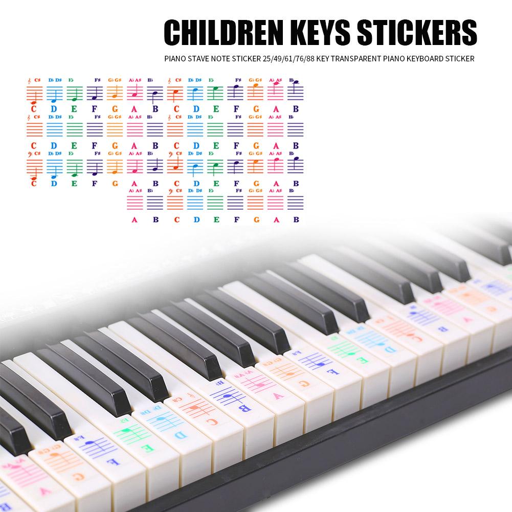 Colorful Piano Stave Note Sticker Electronic Keyboard Key Sticker Piano Stave Note Sticker For Key Music Decal