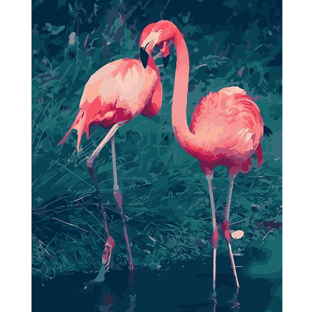 Maleri med tal kunst maling efter nummer diy flamingo illustration håndfyldt farve dekoration maleri olie maling: 2