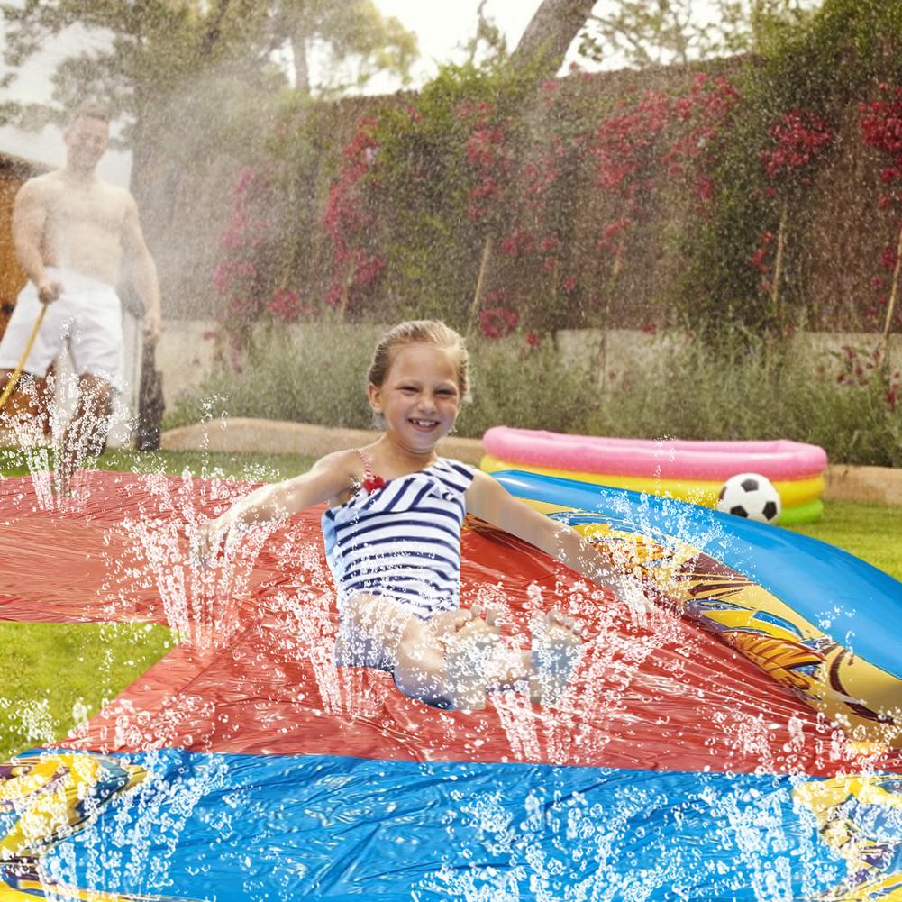 Grond Surfen Dubbele Glijbaan Opblaasbare Spelen Centrum Glijbaan Voor Kinderen Zomer Achtertuin Zwembad Games Outdoor Speelgoed