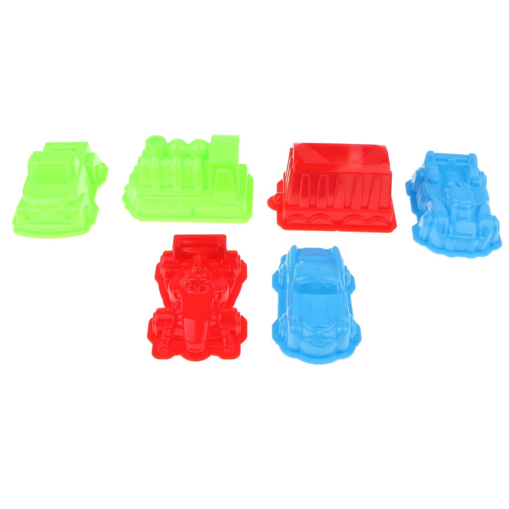 6Pcs Mini Multi-gekleurde Voertuig Zand Mallen Strand Kit, Voertuig, Vrachtwagen, racing Auto En Trein, Kinderen Educatief Speelgoed