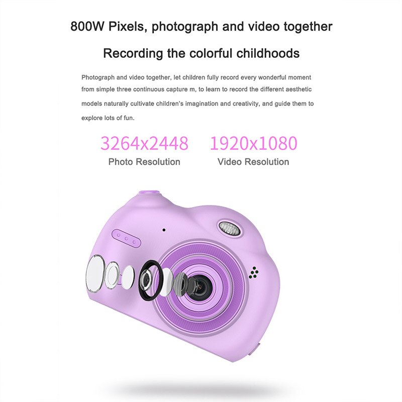 children's mini digital camera 1800W front and rear camera 2.4 inch cartoon cute camera outdoor photography kids camera