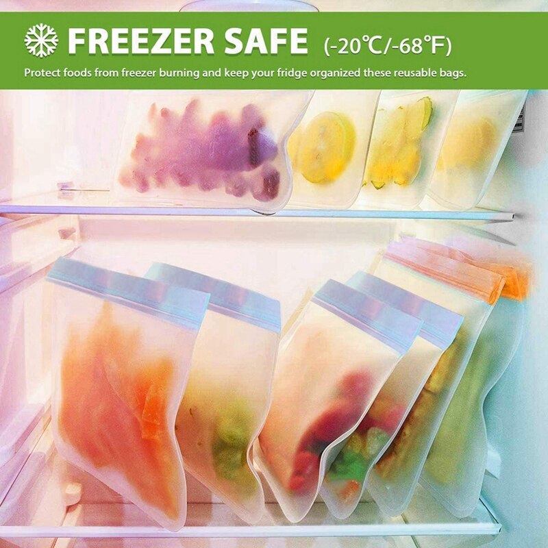 10Pcs Reusable Refrigerator Freezer Fresh-Keeping Bag Peva Double Bone Sealed Waterproof Bag Fruit Sandwich Lunch Bag