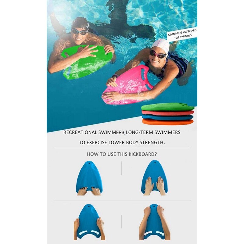 2PCS Swim Board Back Float Kickboard Safe Training Aid Plate Surf Water for Adult Children Swim Pool, Orange &amp; Blue