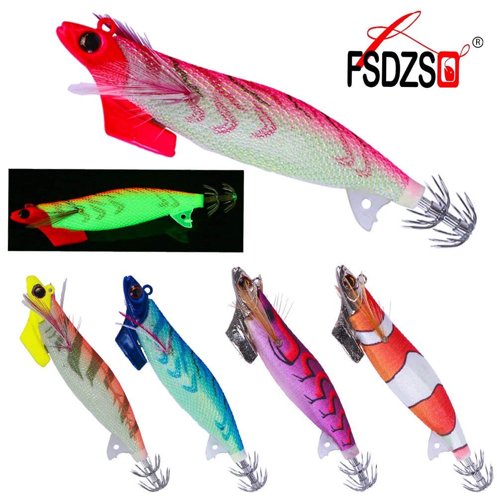FSDZSO 11cm/30g luminous squid Jig head squid lure jig octopus lure sea jig game fishing lure squid hooks