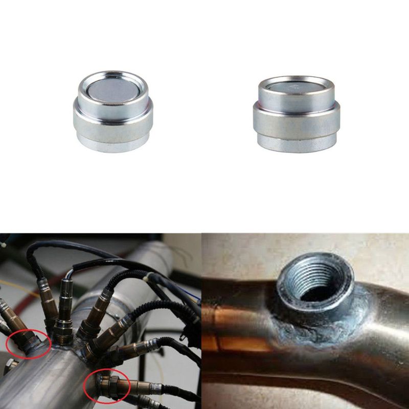 2PCS/Set O2 Oxygen Sensor Weld On Bung & Plug Wideband Nut & Cap Kit Stepped Nut Adapter