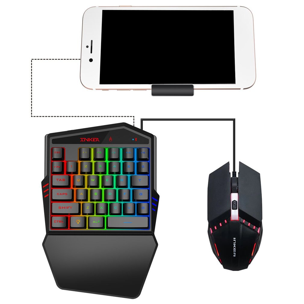 One-Handed Mechanical Gaming Keyboard RGB Gaming Mouse 35 Keys Keypad Portable Gaming Keypad Game Controller for PC PS4 Xbox