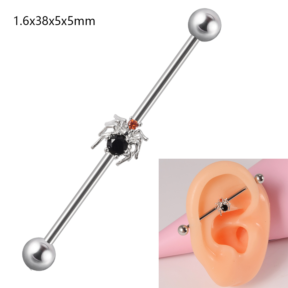 1 pieza de barra Industrial de circonio de acero quirúrgico, pendiente de puente Auricular largo de Animal bonito, joyería para Piercing corporal transversal para mujer: Chapado en platino