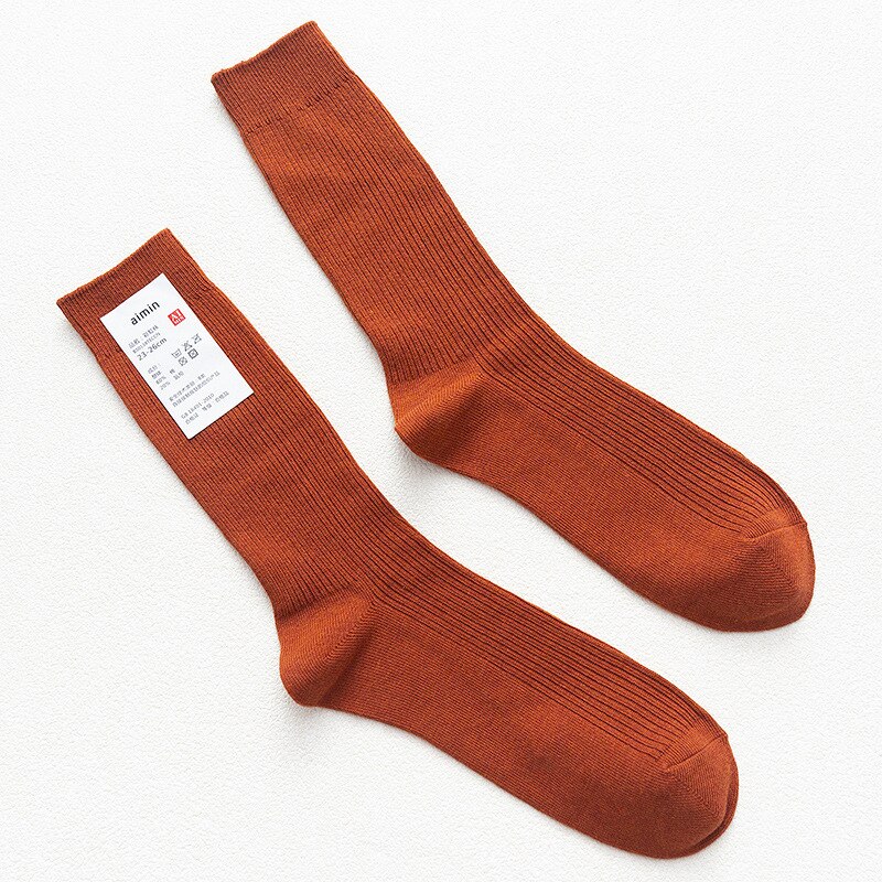 CHAOZHU Japanische Doppelnadeln Baumwolle Stricken Rippe Dünne Business Baumwolle Lange Herrensocken Stretch Casual Täglich Basic Markensocken: Schwarz rot