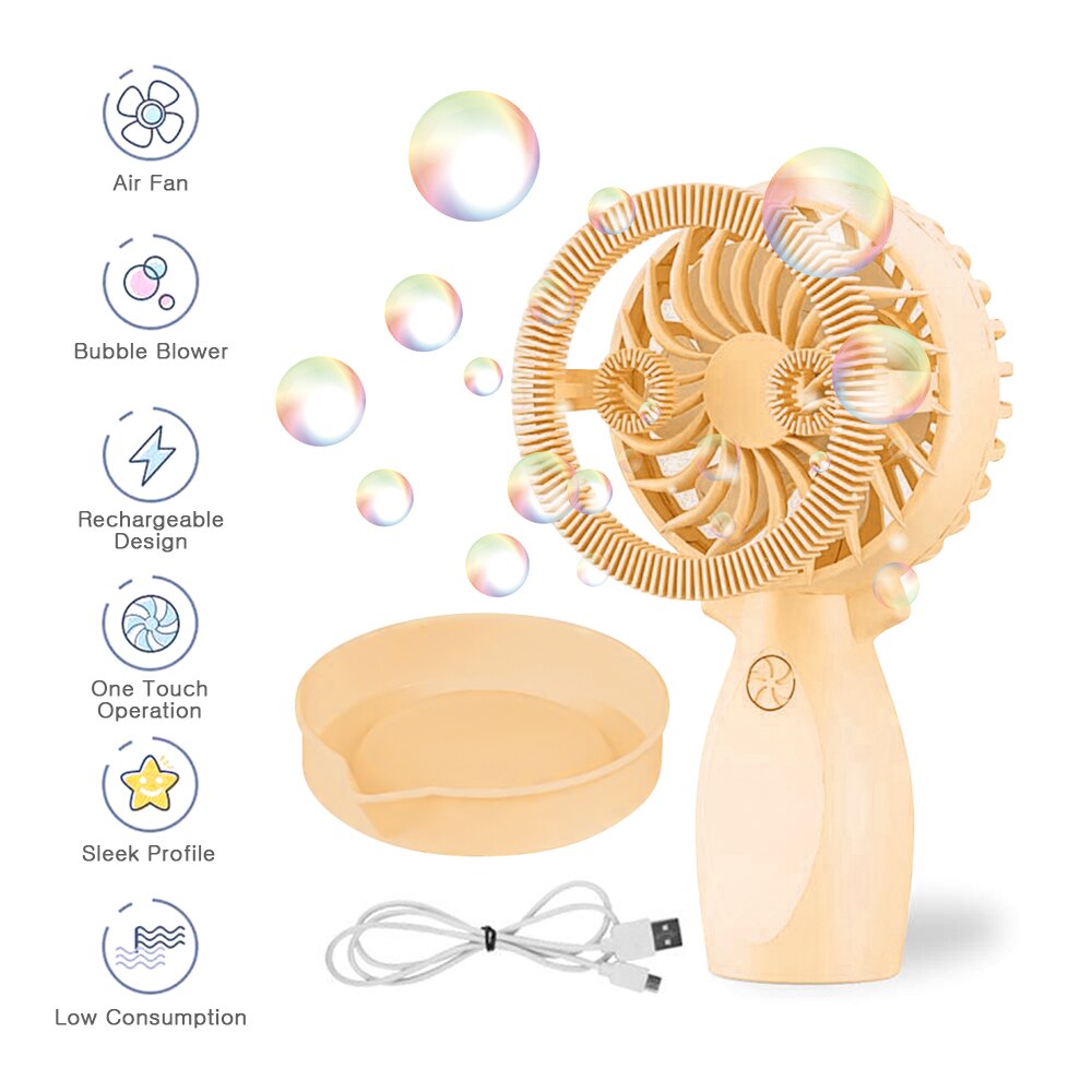 2 In 1 Handheld Fan & Bubble Blower Mini Persoonlijke Fan Bubble Machine Dual Gebruik Elektrische Ventilator Handheld Bubble Wand bubble Fan