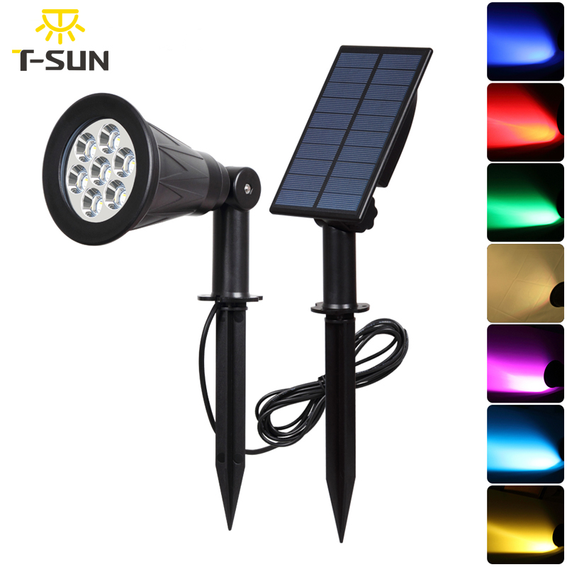 T-SUNRISE 7 LED Solar Spotlight Met Zonnepaneel Auto Kleur Veranderende Outdoor Verlichting Zonne-energie Lamp Wandlamp