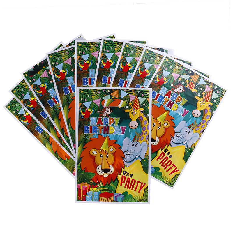 10pcs Safari Animals Bags Plastic Loot Bags Candy Bag Kids Birthday Decor
