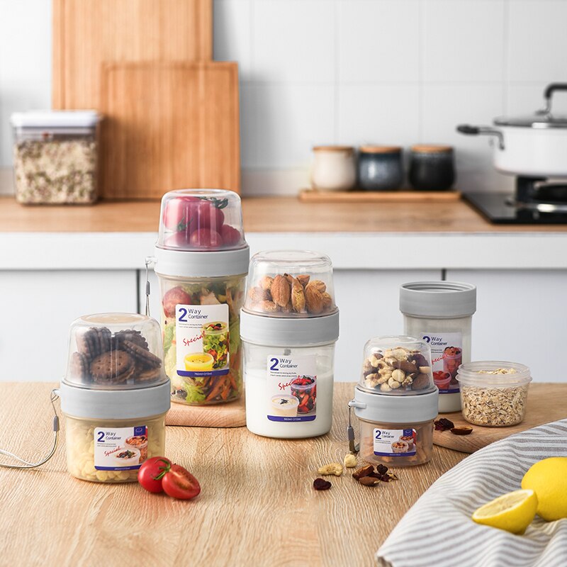 Botella de almacenamiento sellada de doble capa, contenedor de alimentos frescos de grado alimenticio, taza a prueba de fugas para desayuno, fruta, leche, Yogurt