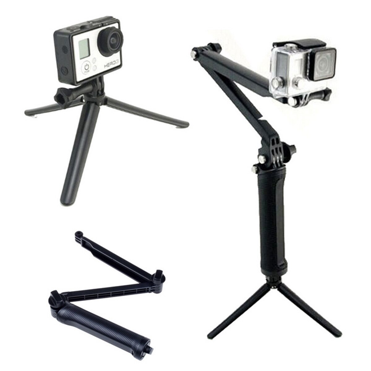 GoPro 3-Way Monopod ArmMount Adjustable stand Bracket Handheld Grip 3 Way Tripods For Hero 4/3+ 3 SJ4000 SJ5000 Accessories