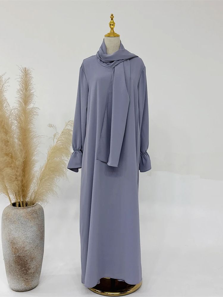 Ramadan muslimsk blygsam klädsel bönekläder för kvinnor eid abaya dubai kalkon islam kaftan mantel femme muslimska vestidos: S / Grå