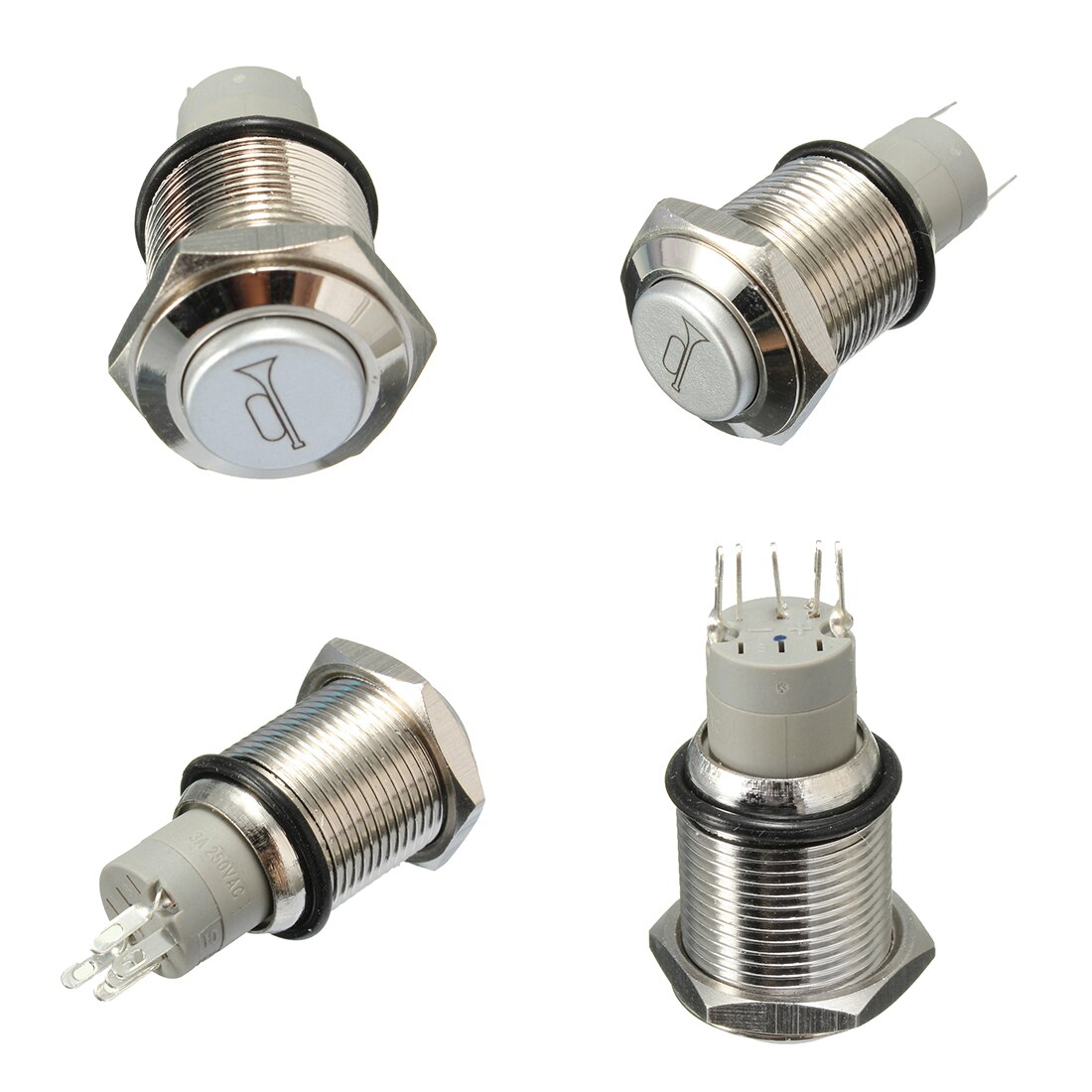 12v 16mm auto led licht momentane claxonknop roestvrij staal metaal eenvoudig te installeren schakelaar drukknoppen schakelaars classificatie 5a/250v ac