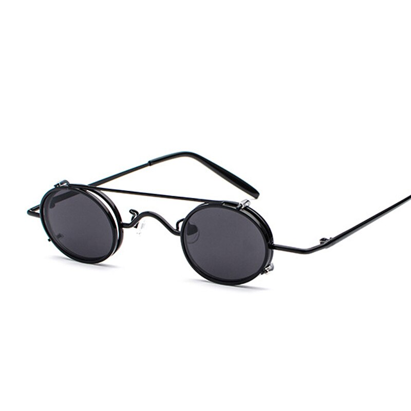 FS YURI YUAN retro rot Linse Steampunk Sonnenbrille Männer Kleine Größe Metall Rahmen Oval Gläser Doppel Objektiv Abnehmbare Punk Sonne gläser: C4