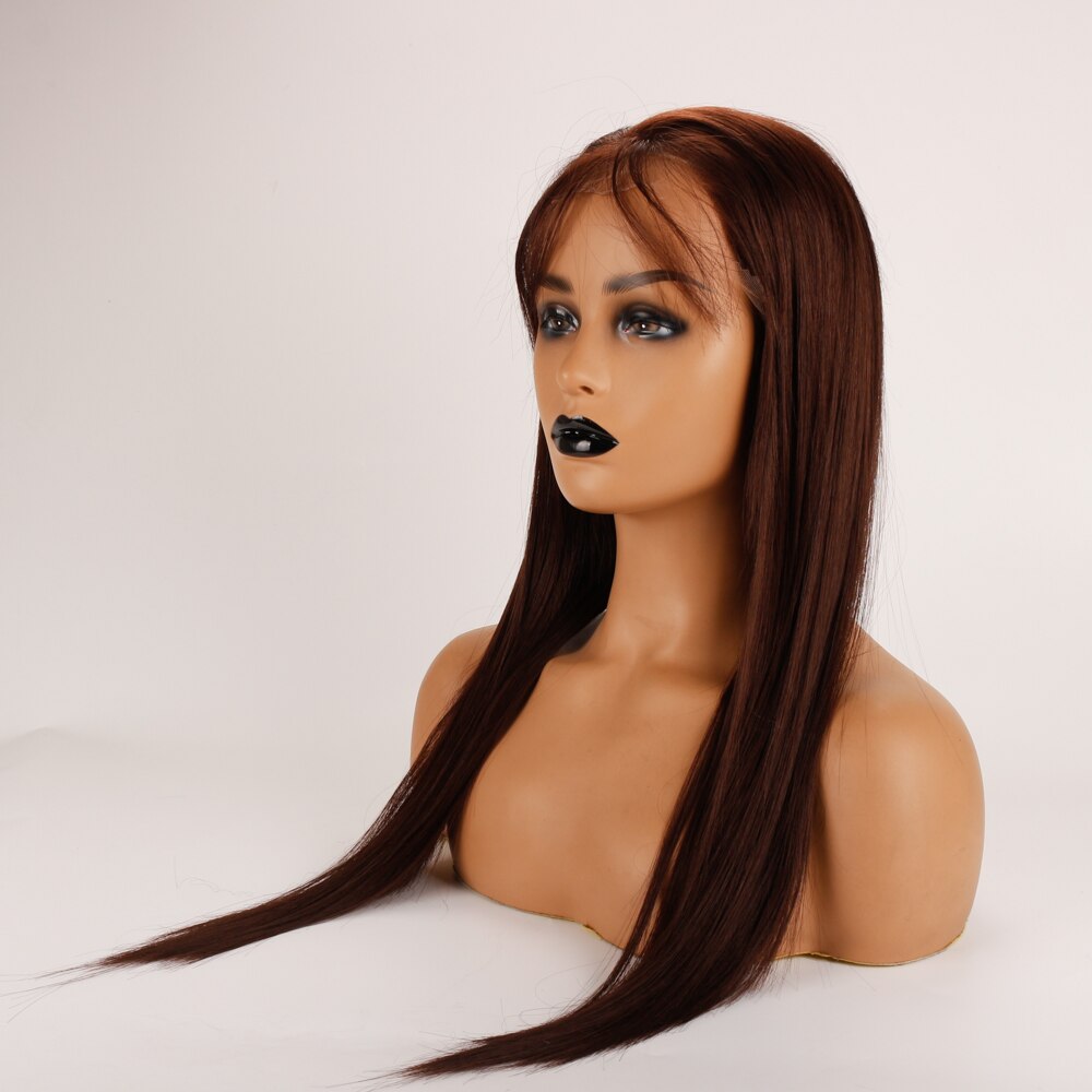 Synthetic Lace Front Wig Heat Resistant Hair Blown Color For Black Women Middle Part Hand Tied Long Silky Straight Lace Wig