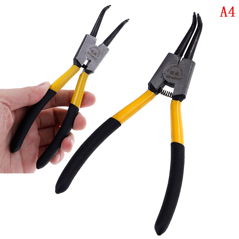 1pc 1m/ 7" snap rings puller Snap Ring Pliers Set Curved Straight Tip Circlip Combination Retaining Clip Mechanical Tools: 1pc-A4