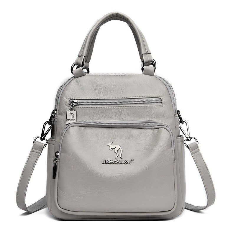 Multifunctionele Vintage Vrouwen Rugzakken Vrouwelijke Back Pack Dames Schoudertas Dames Lederen Rugzak Mochilas: Gray