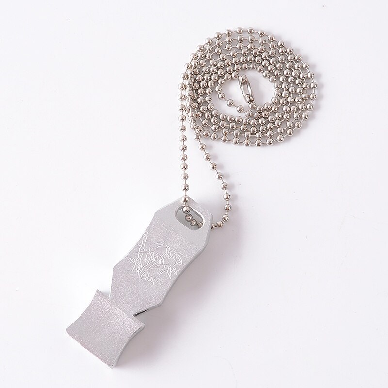 Sifflet à chaîne de survie d'urgence en alliage d'aluminium, Double tuyau 150db, haut décibel, pour Camping et randonnée: Sliver