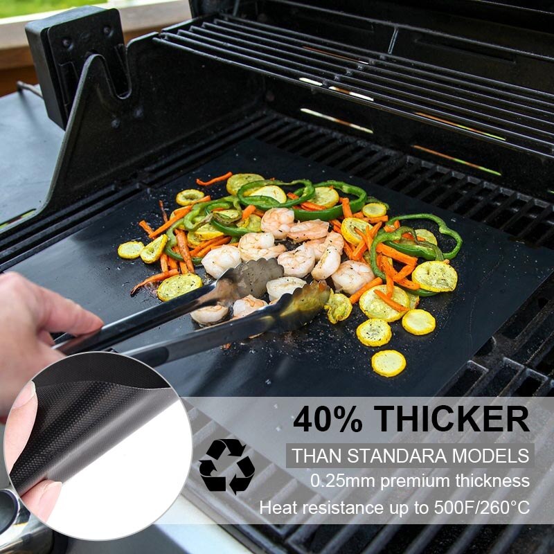 Estera antiadherente para parrilla de barbacoa, herramientas de cocina de teflón para asar, resistente al calor, fácil de limpiar, 3 uds.