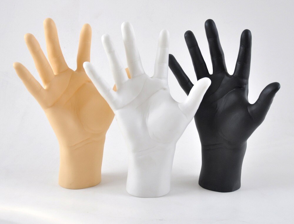 Liglamour gants de présentation pour hommes | Mannequin, mains bras, gants à cinq doigts écartés, matériel souple et Flexible, modèle noir, main 1 pièce