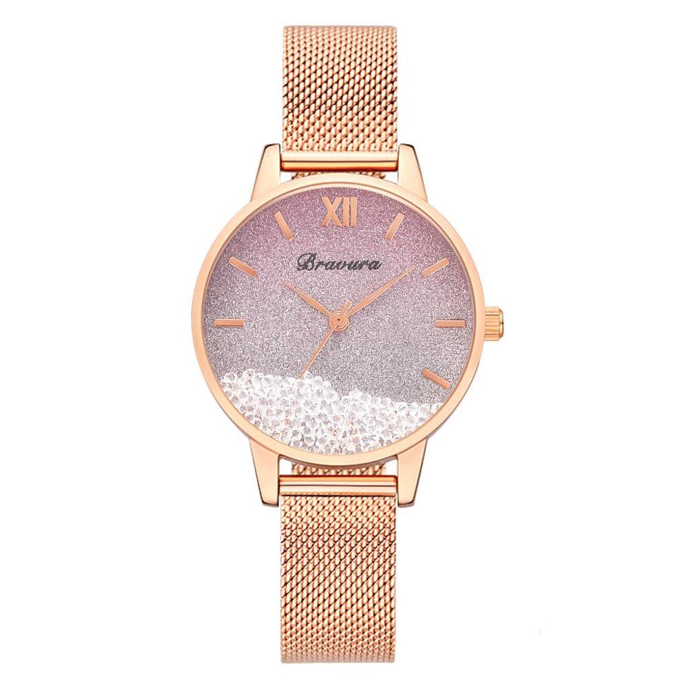 Femmes montres luxe diamant or Rose dames montres-bracelets femmes Bracelet montre pour femme horloge Relogio Feminino: pink