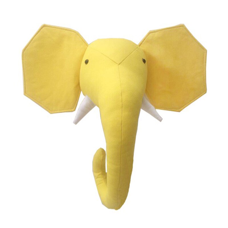 Sjove børneværelse dekoration 3d dyr hoveder væg hængende kunst indretning til baby girs børnehave værelse dekoration tegneserie blød installation: Elefant