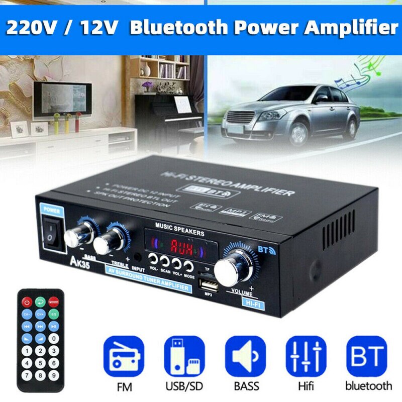 110V/220V 400W + 400W Mini 2,0 Kanal Digital Verstärker Bluetooth 5,0 Empfänger USB Musik Spieler Stereo Heimat/Auto/Marine Audio- Ampere