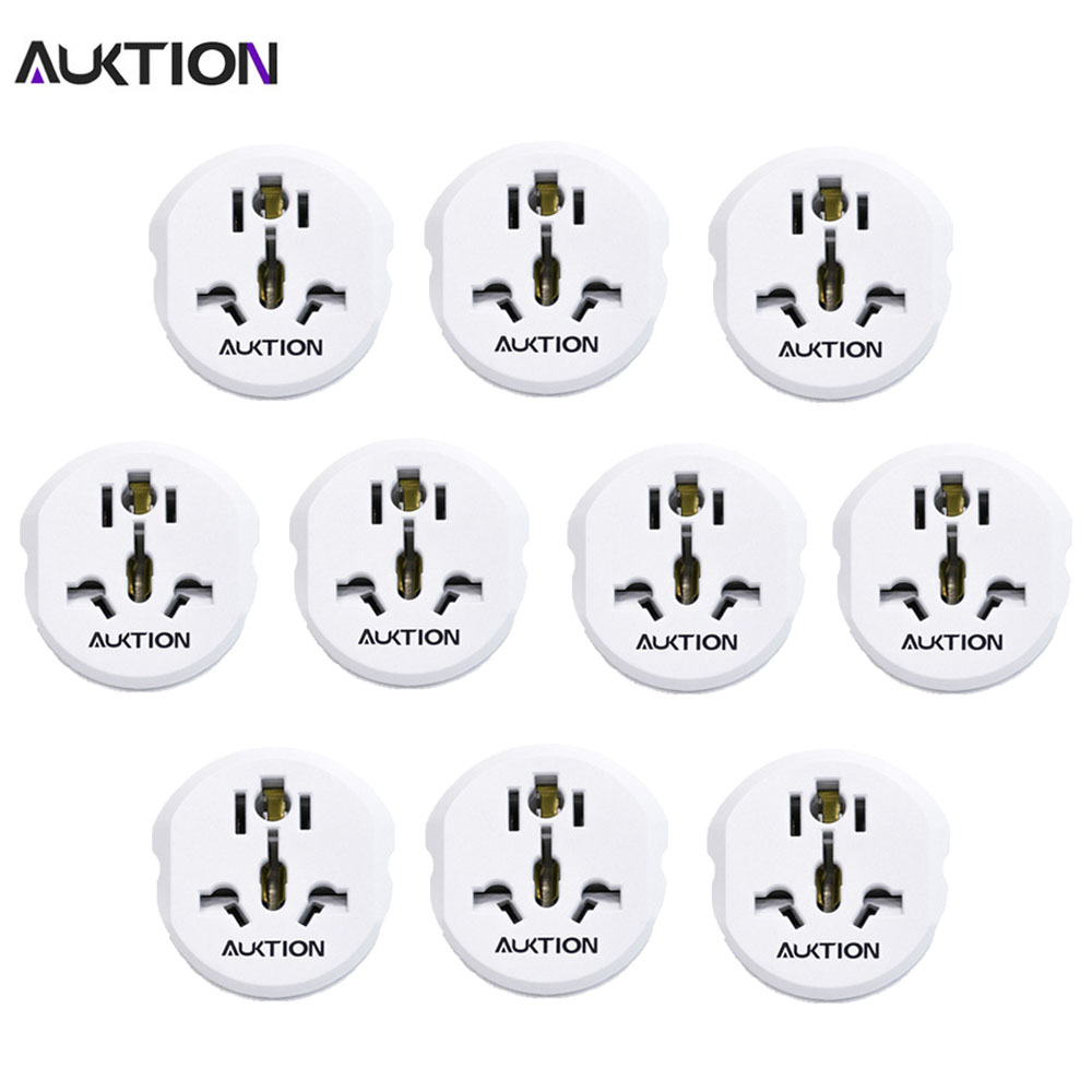 Auktion 16a universell eu omformer adapter 100v-250v oss au cn til eu kontor reise lader vegg stikkontakt med hjem: 10 stk hvit
