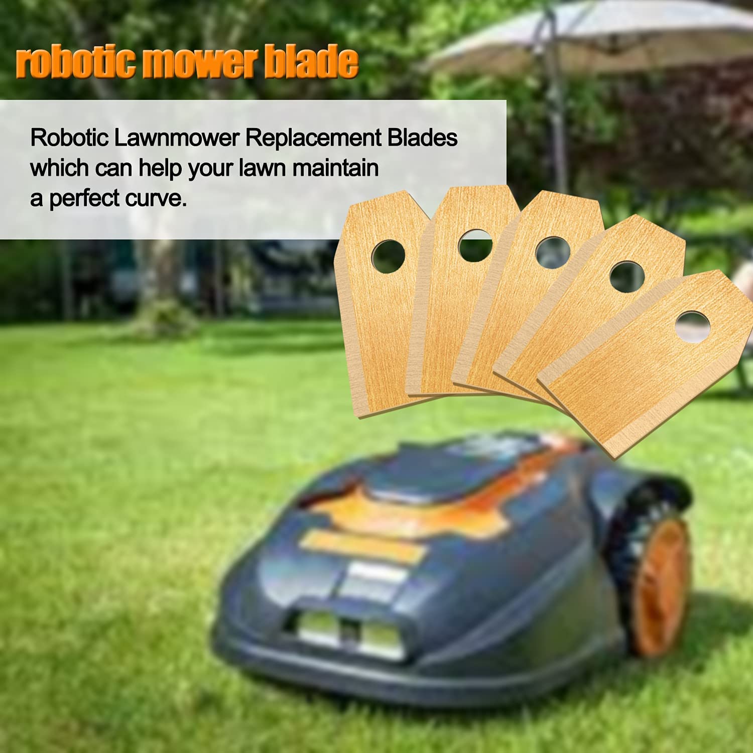 0.75MM Titanium Coated Stainless Steel Robotic Lawn Mower Blade Replacement + Screw Parts for Husqvarna Automower