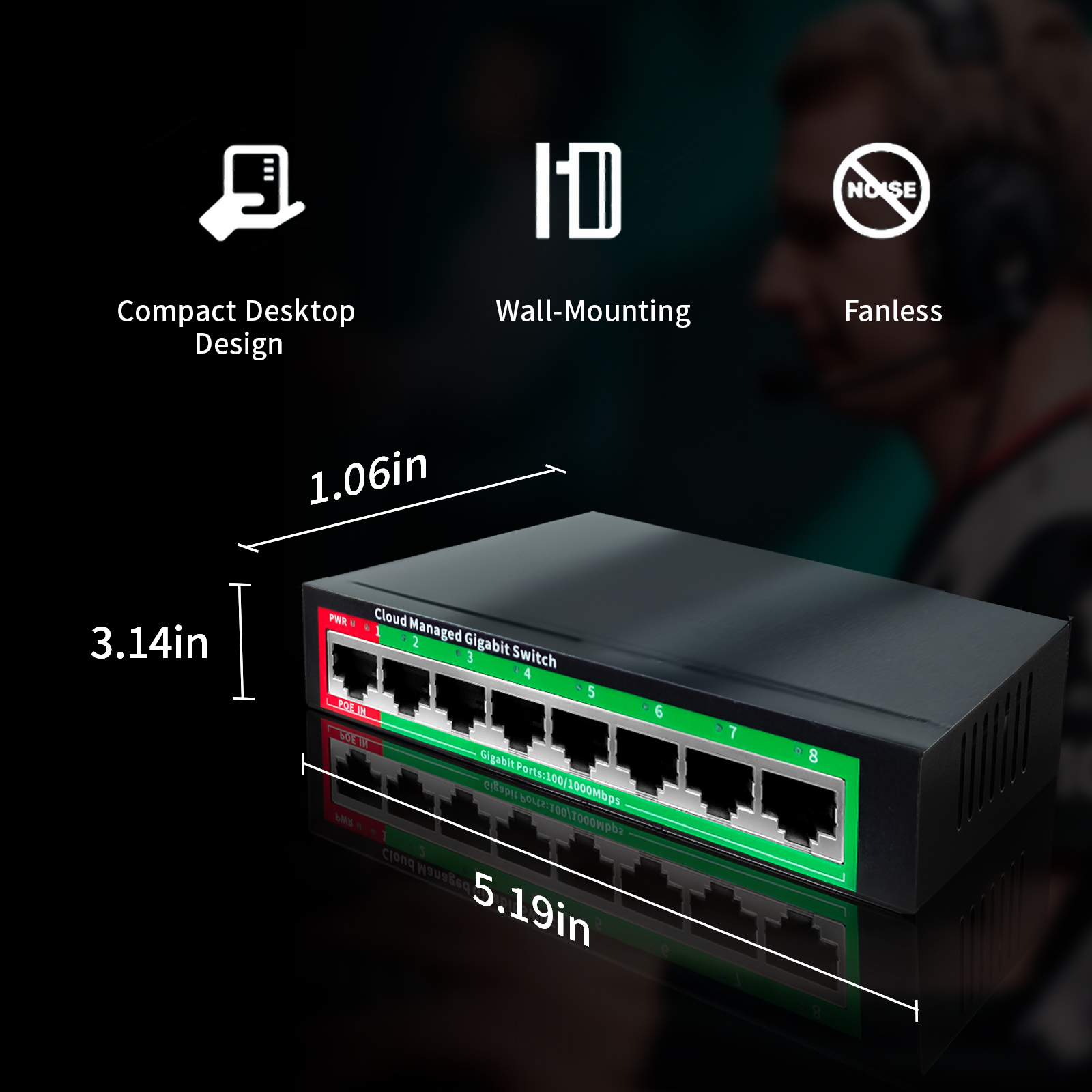 Switch Gigabit Ethernet gestito in cloud Switch di rete a 8 porte Extender di rete POE 48V Desktop 100/1000Mbps SFP APP Switch gestito