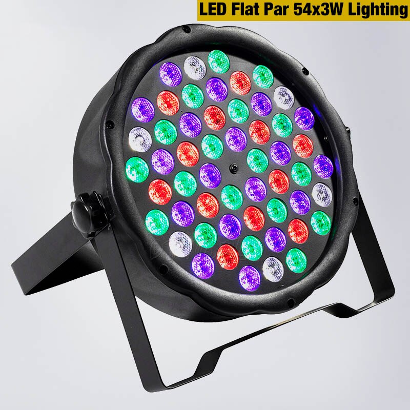 LED Flat Par 54x3W RGBW Lighting Strobe DMX DJ Wash Disco Stage Lights DMX Controller Effect: 54x3W RGBW / EU Plug