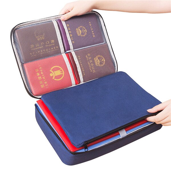 Map Duurzaam Waterdicht Reizen ID Card Paspoort Opbergtas Document File Organizer Rits Pouch UK: Deep Blue