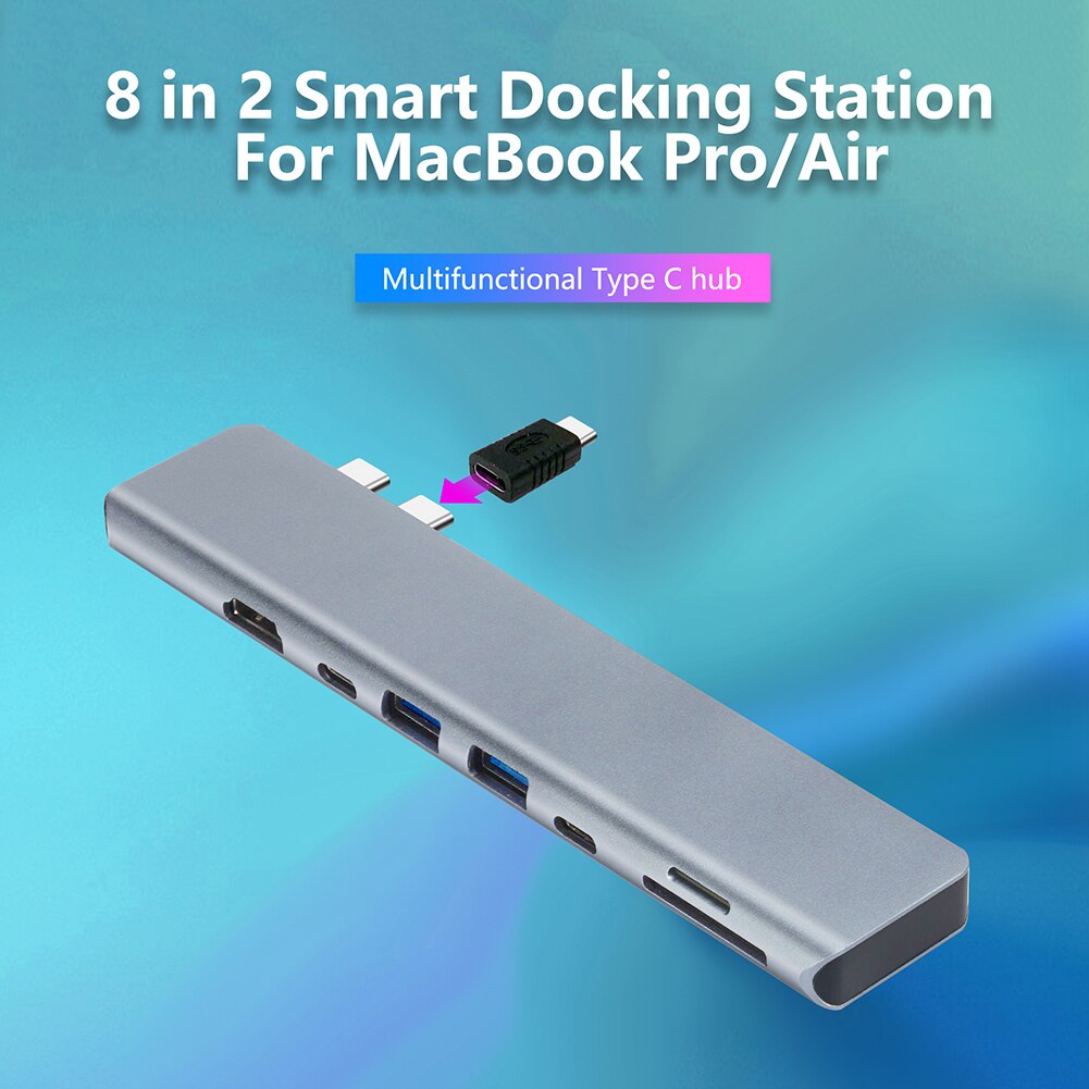 Meerdere Hoge Snelheid Expander Adapter Dual Usb Type-C Hub Docking Station 4K Dual Pd 2 Usb Sd tf Kaartlezer Adapter