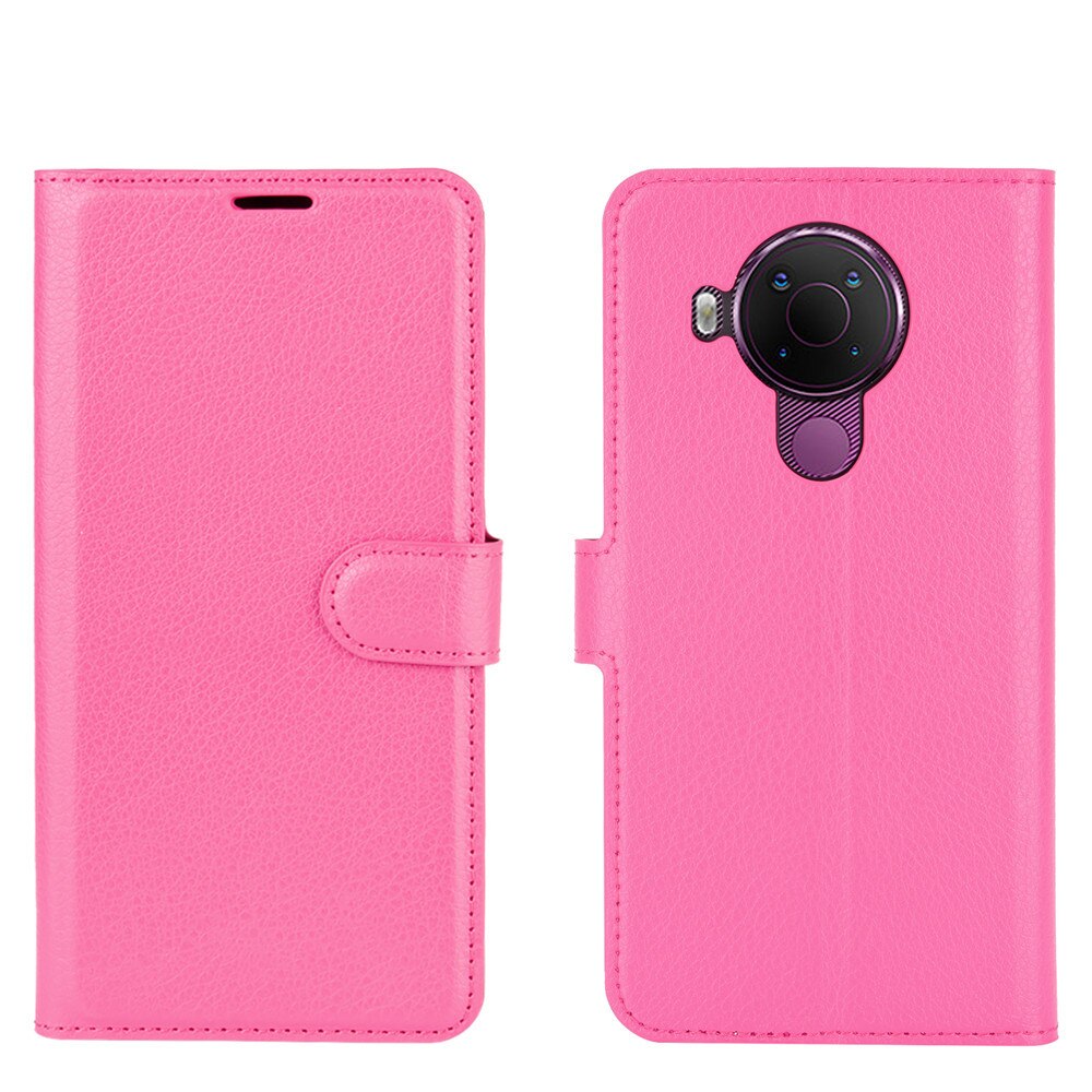 Funda de teléfono de lujo para Nokia 5,4, carcasa protectora de cuero PU con soporte para tarjeta, con tapa y soporte, para Nokia 5,4 de 6,39 pulgadas: Hotpink