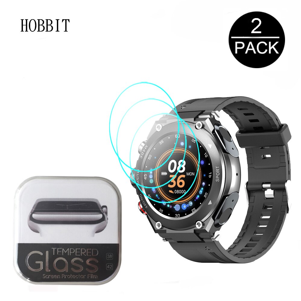 2Pcs Premium Gehard Glas Voor Lemfo T92 Smartwatch Screen Protector 9H Anti-Vingerafdruk Anti-Kras water-Proof Glas